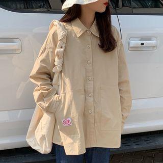 Long-sleeve Letter Tag Shirt