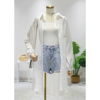 Plain Long Shirt White - One Size