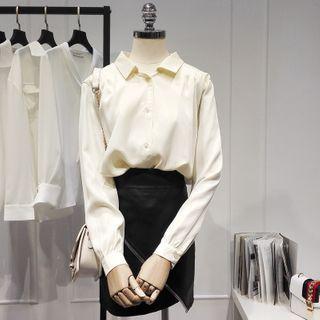 Puff-sleeve Shirt Almond - One Size