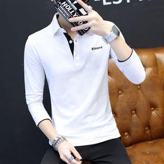 Letter Long-sleeve Polo Shirt