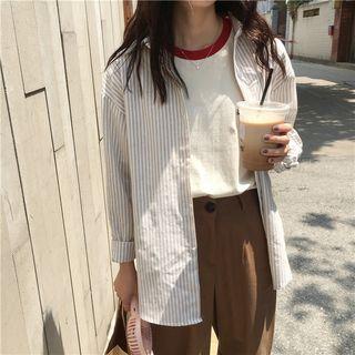 Striped Loose-fit Long- Sleeve Shirt