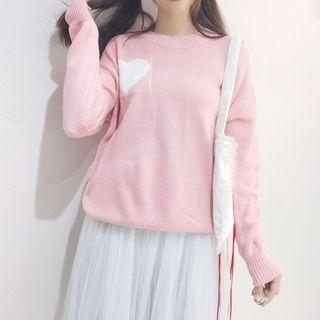 Heart Printed Crewneck Sweater