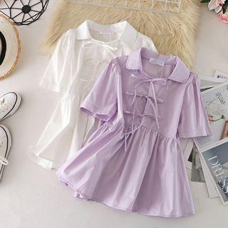 Doll Collar Lace Up Top
