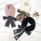 Furry Neck Warmer With Leopard Print Sash