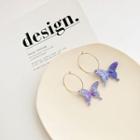 Butterfly Drop Earring 3294 - 1 Pair - Purple & Gold - One Size