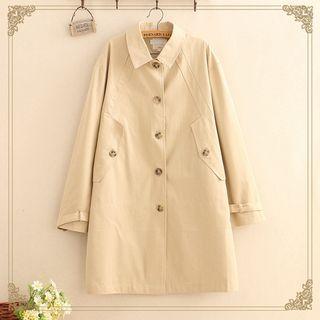 Belted Sleeve Single-breasted Long-coat