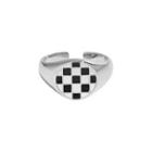 Checker Sterling Silver Open Ring Silver - 14