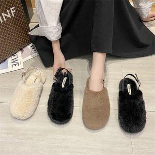 Slingback Fleece Flat Mules