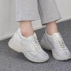 Distressed Faux-leather Sneakers