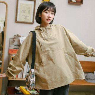 Hooded Pullover Jacket Khaki - One Size