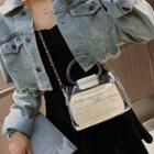 Lettering Clear Crossbody Bag With Pouch