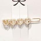 Heart Faux Pearl Hair Clip 193 - Gold - One Size