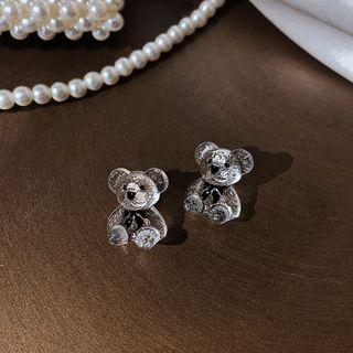 Bear Alloy Earring 1 Pair - Black & Transparent - One Size