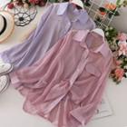 Polo Collar Long-sleeved Chiffon Shirt
