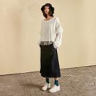 Tulle Panel Cable Knit Sweater