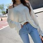 Boatneck Boucl  Knit Top