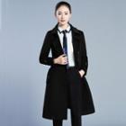 Tie-waist Buttoned Woolen Coat