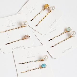 Set: Faux Pearl / Glaze Hair Pin