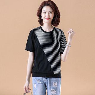 Panel Striped Short-sleeve T Shirt