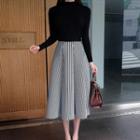 Set: Knit Top + Striped Skirt