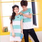 Short-sleeve Striped Couple Matching T-shirt / Dress