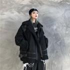 Fleece-lined Stand Collar Biker Jacket