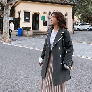 Double-breasted Contrast Trim Blazer