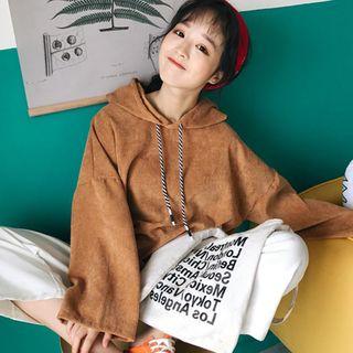 Drop-shoulder Corduroy Hoodie