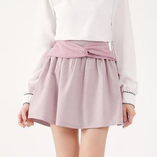 Bow-accent Checked Culottes