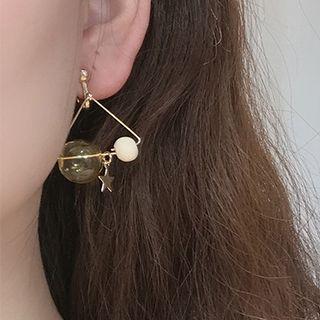 Glass Ball Alloy Triangle Dangle Earring
