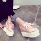 Lace Up Platform Hidden Wedge Shoes