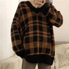 Plaid Paneled Sweater