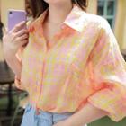 Pastel-color Boxy Plaid Shirt