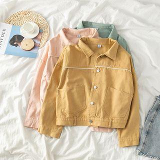 Contrast Trim Loose-fit Cropped Jacket