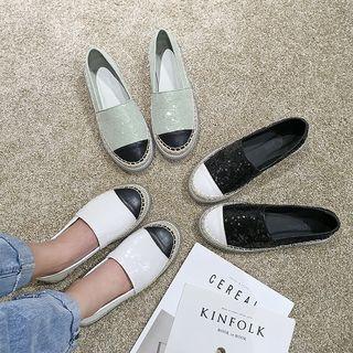 Rhinestone Paneled Espadrille Flats
