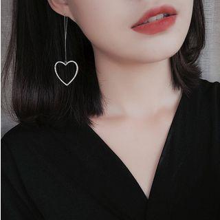 Rhinestone Heart Faux Pearl Non-matching Earring