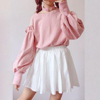 Frill-trim Mesh Panel Sweatshirt