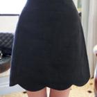 Scallop-hem Linen A-line Skirt
