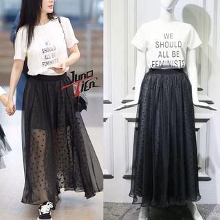 Polka Dot Tulle Maxi Dress / Short-sleeve T-shirt