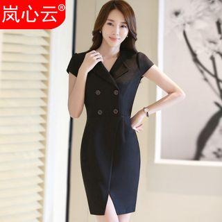 Double-breasted Short-sleeve Sheath Dress / Blazer