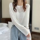 Round-neck Plain Knit Oversize Cropped Top