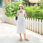 Linen-blend Square-neck Sleeveless Dress