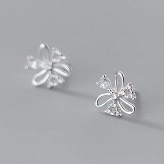 Rhinestone Stud Earring S925 - 1 Pr - Silver - One Size