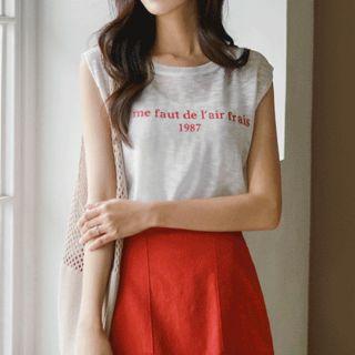 Lettering Sheer Knit Tank Top