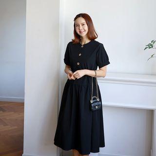 Drawcord Midi Shirtwaist Dress