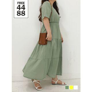 Fits All V-neck Maxi Tiered Dress