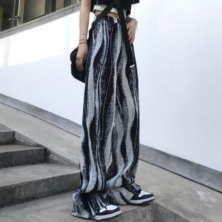 Wave Print Wide Leg Pants