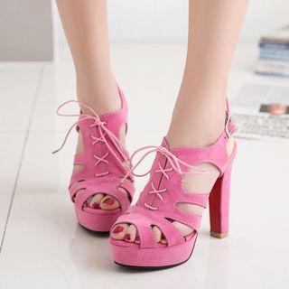 Lace-up Platform Block Heel Sandals