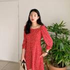 Square-neck Mini Floral Dress