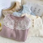 Lace-collar Loose Wool Top